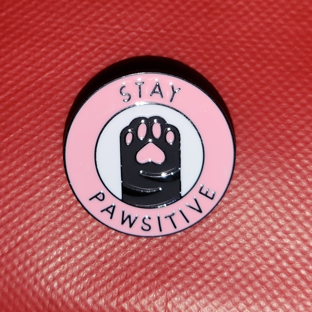 🌟 "STAY PAWSITIVE" enamel pin Brooch